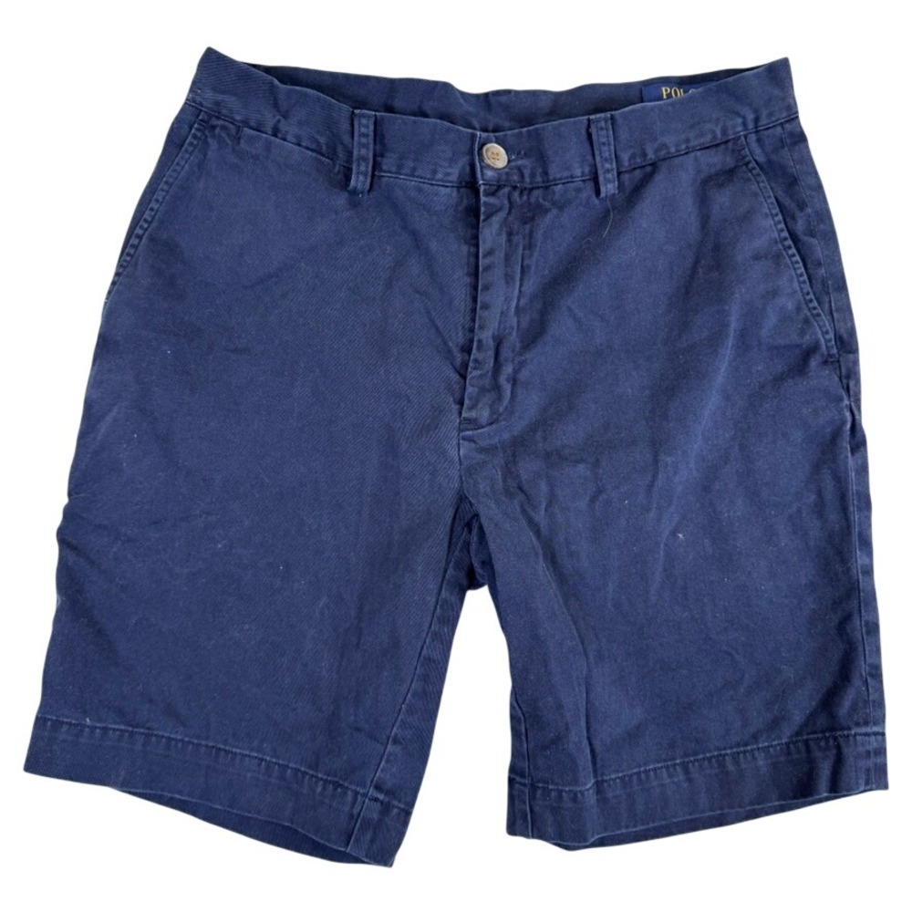 Polo Ralph Lauren Mens Navy Blue Chino Shorts Cotton Twill Flat Front Size 31